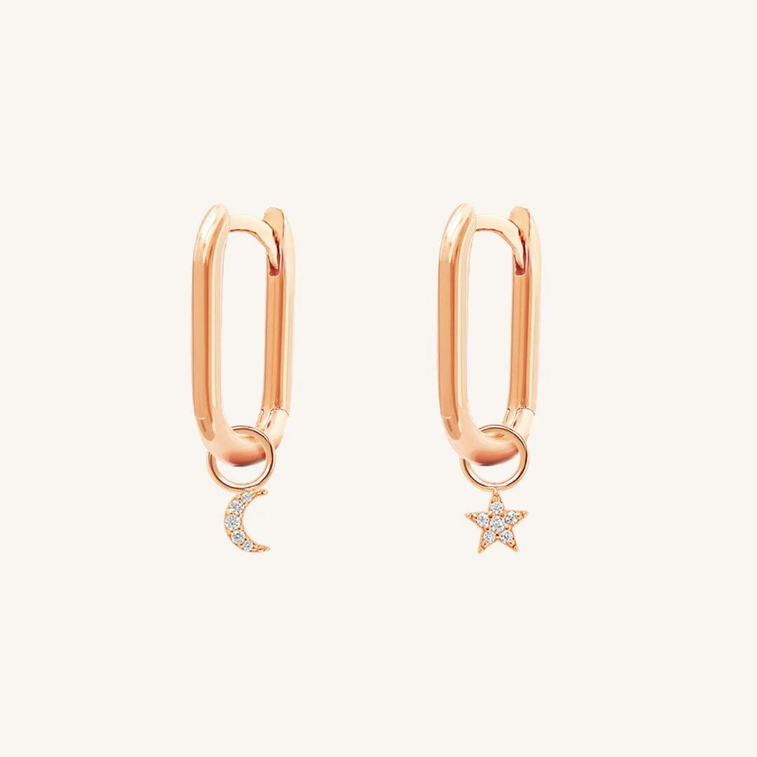 Astro Star Moon Rectangle Hoops - Image 2
