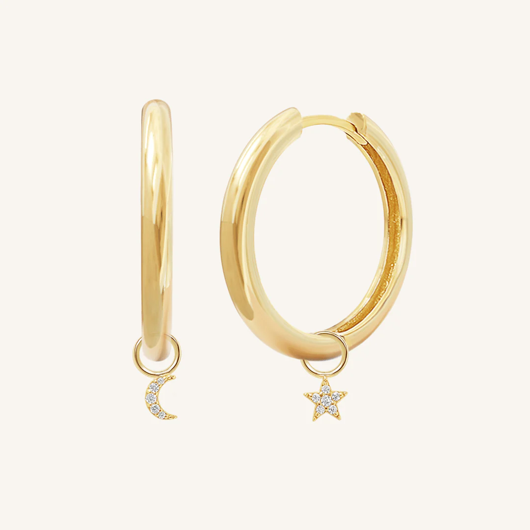 Astro Star Moon Plain Hoops - Image 3