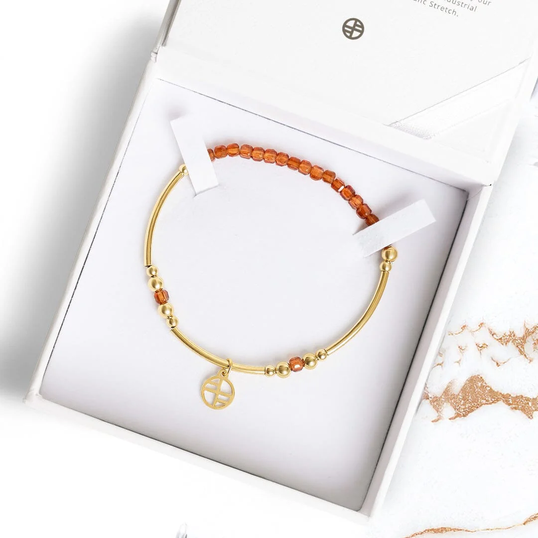 Hessonite Garnet Division Charm Bracelet - Stone of Self Worth - Image 4
