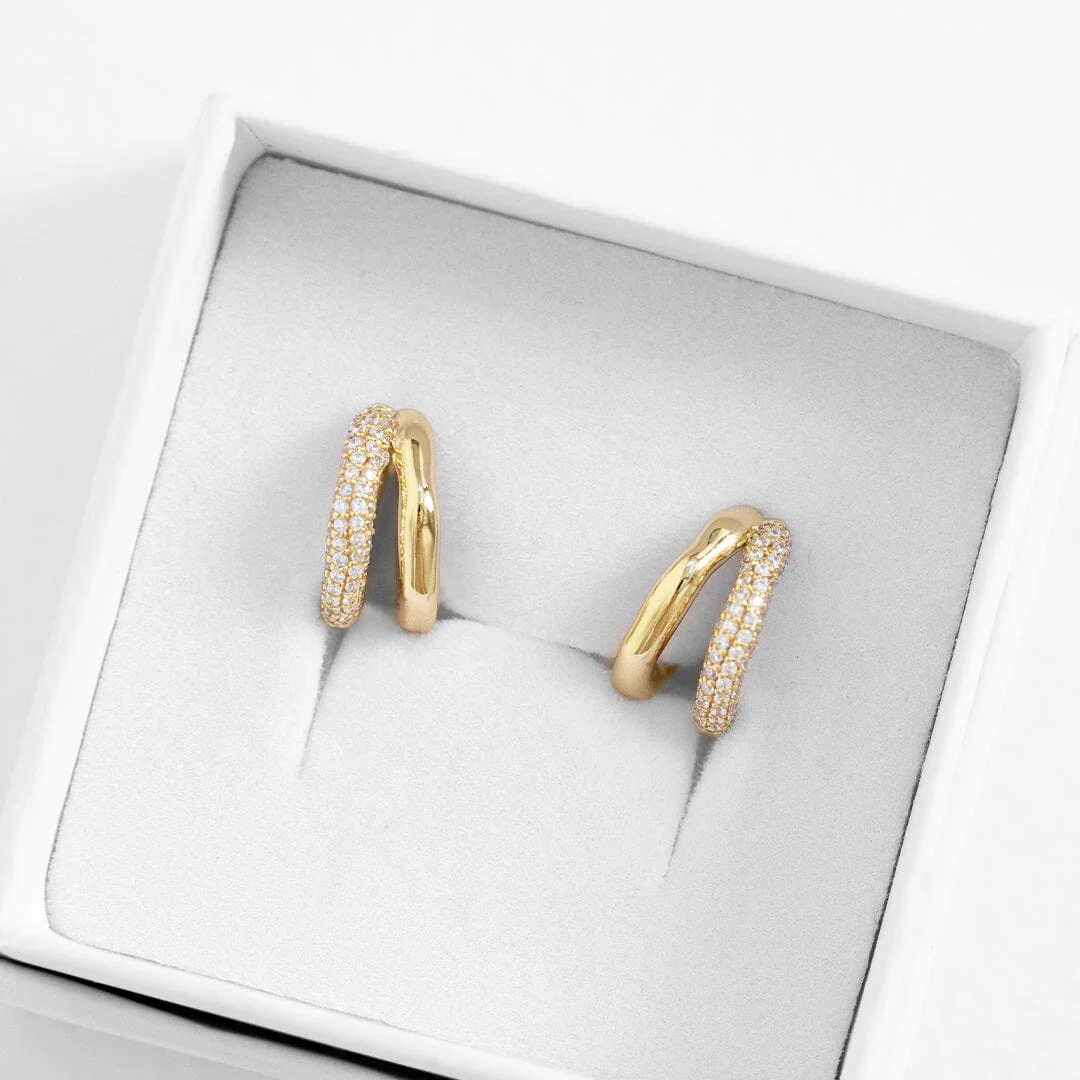 Monroe Pavé Double Huggies - Image 9