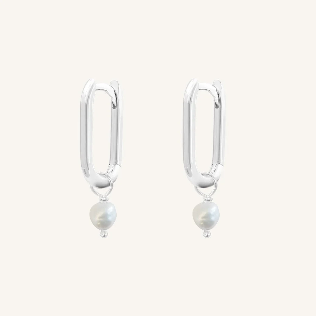 Pearl Rectangle Hoops - Stone of Potential - Image 3