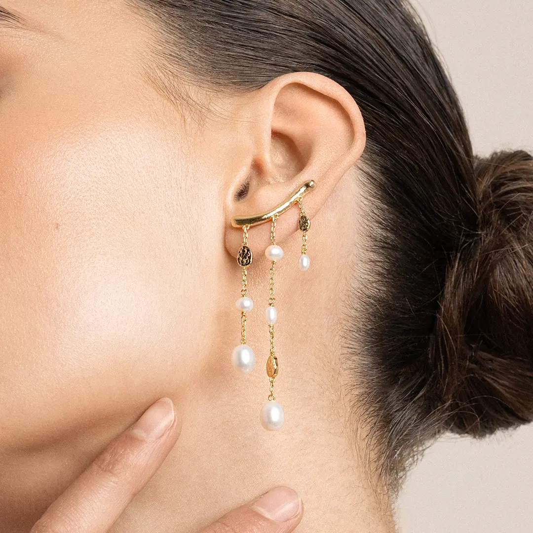 Pearl Waterfall Earrings - Image 3